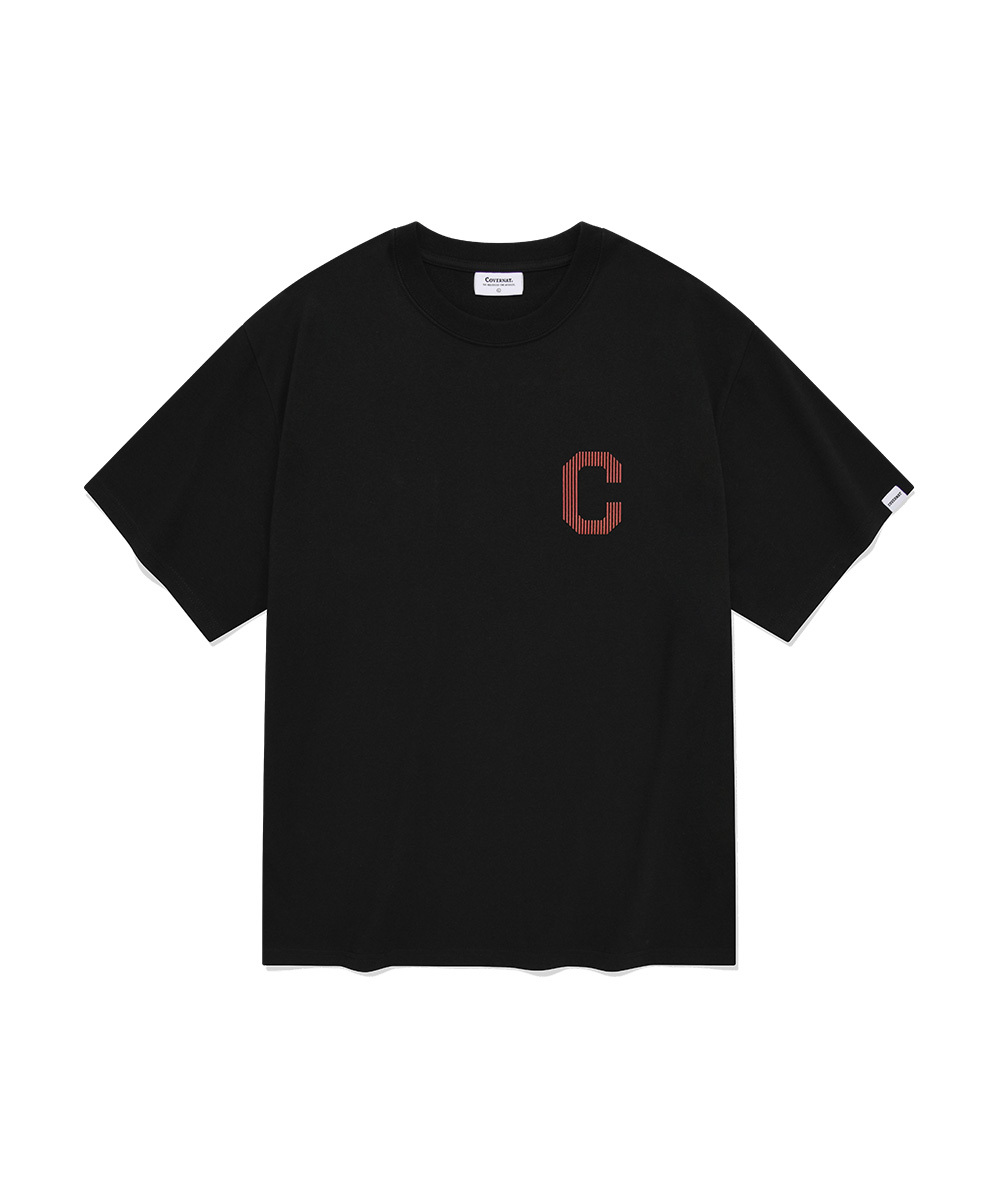 C 로고 렌티큘러 티셔츠 블랙